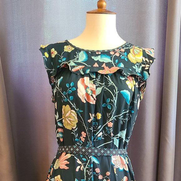 Ann Taylor Loft Vine Ruffle Shirt Dress Petite Sm - Picture 1 of 7